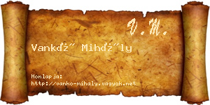 Vankó Mihály névjegykártya